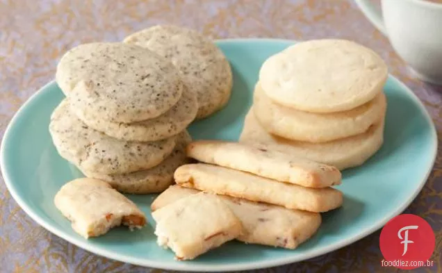 Biscoitos amanteigados clássicos em 4 ingredientes com adição de 1 variação de ingredientes