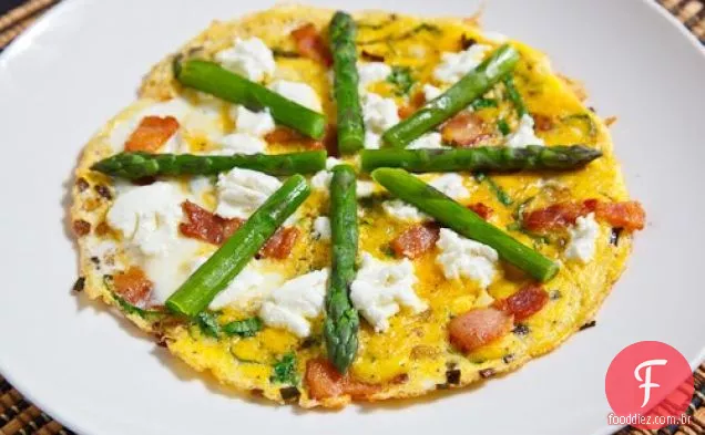 Omelete de rampa e Bacon com aspargos e queijo de cabra