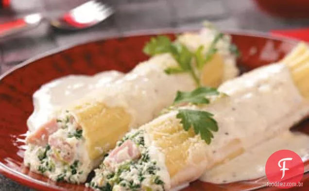 Espinafre Manicotti com presunto