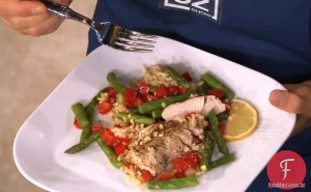 O frango limão da Diva da cozinha com aspargos