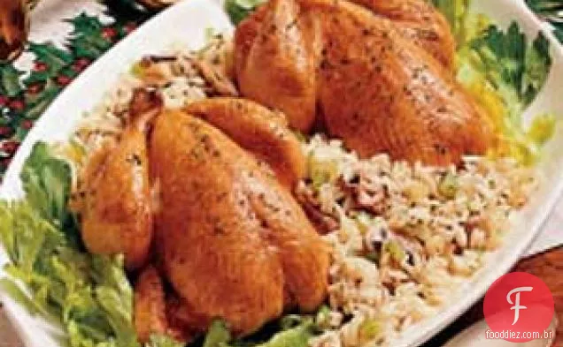 Galinhas da Cornualha com molho de arroz