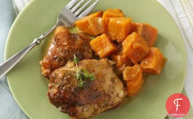 Frango Peachy com Batata-Doce