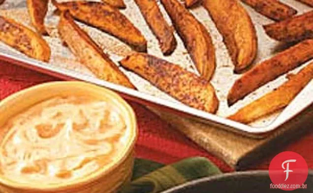 Fatias de batata-doce com maionese de pimenta