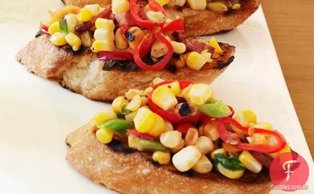 Milho grelhado, Bacon e Crostini do Chile