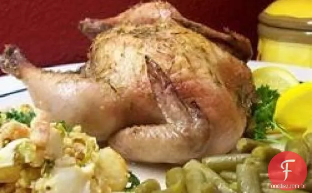Galinhas Da Cornualha Assadas Com Alho-Poró E Limão