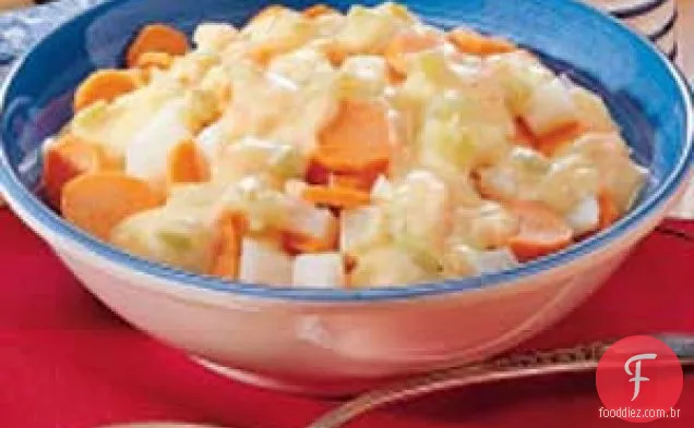 Nabos e cenouras de queijo