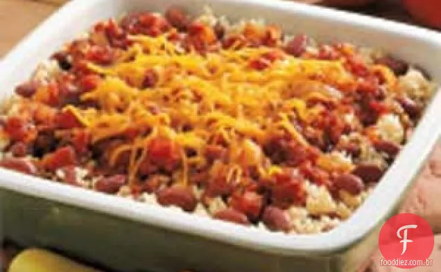 Feijões e arroz com queijo