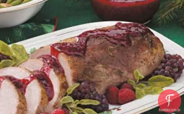 Lombo de porco com molho de framboesa