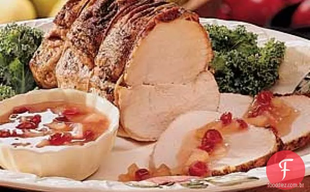 Carne de porco assada com cobertura de maçã