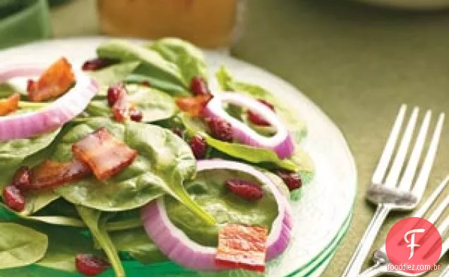Salada de espinafre com molho de Bacon