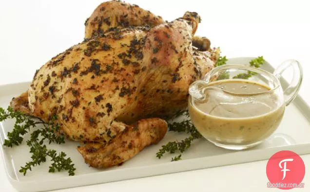 Frango assado com alecrim-pasta de alho