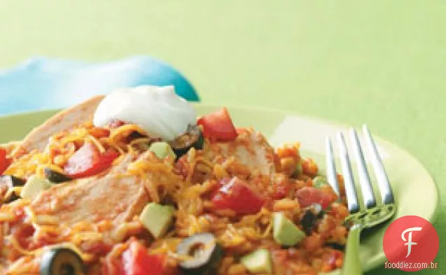 Frango e arroz mexicanos fáceis