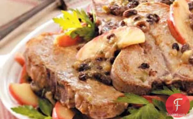 Costeletas De Porco Com Passas De Maçã