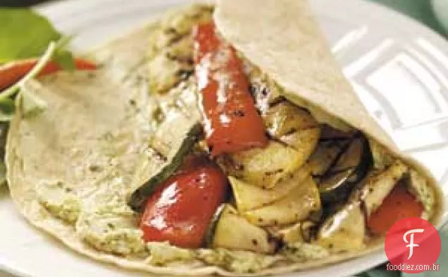 Wraps de tortilha vegetariana grelhada