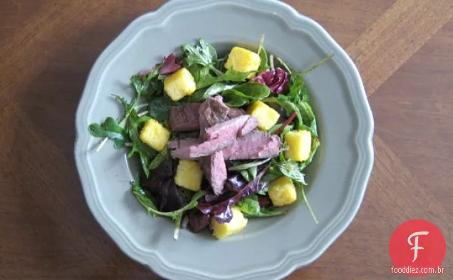 Bife De Flanco Com Polenta De Alho