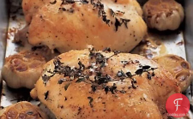 Peitos de frango torrados com alho