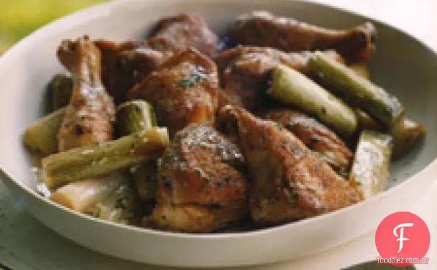 Frango E Alho-Poró Com Creme Fraiche
