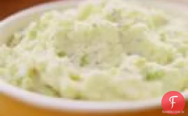 Purê De Batatas Douradas Com Alho-Poró E Creme De Leite