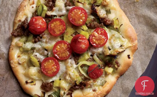 Pizzas de alho-poró e Pecorino