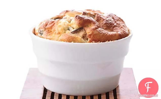 Presunto, alho-poró e Soufflés Gouda