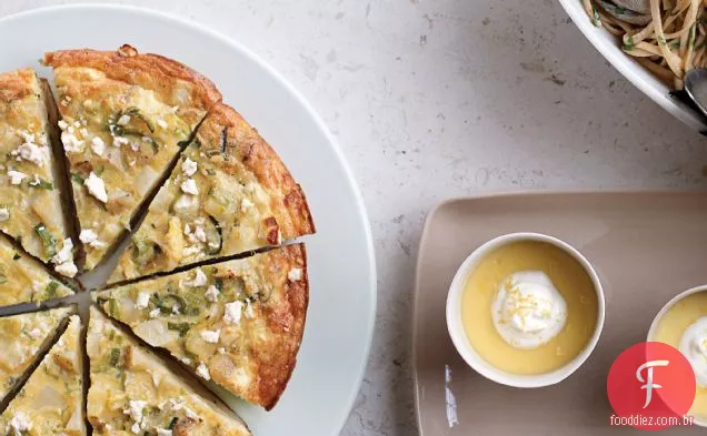 Batata Yukon Gold, alho-poró e Fromage Blanc Frittata