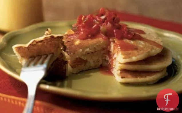 Panquecas de alho-poró e Cheddar