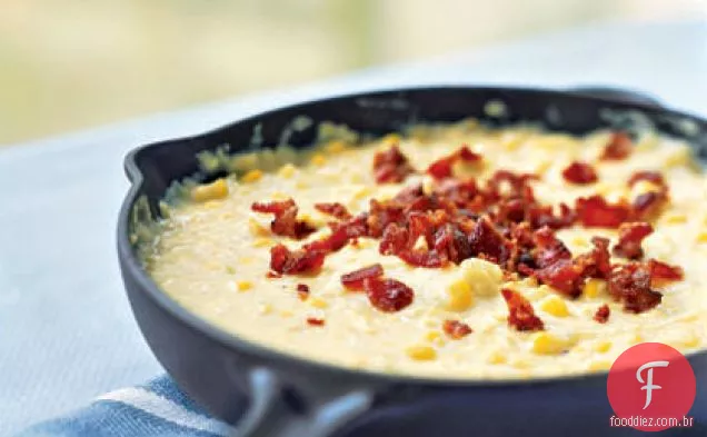 Milho creme com Bacon e alho-poró
