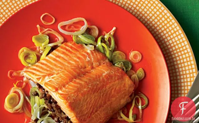 Char Ártico com Duxelles e alho-poró