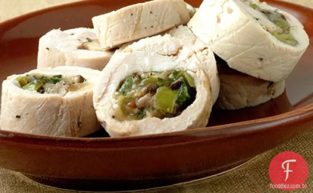 Frango Recheado Com Alho-Poró, Shiitakes e mussarela