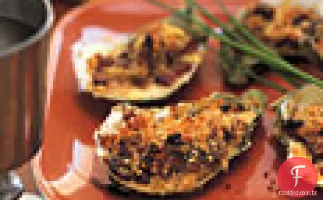 Ostras assadas com Bacon e alho-poró