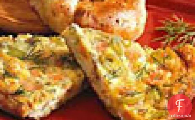 Salmão defumado, alho-poró e fritada de endro