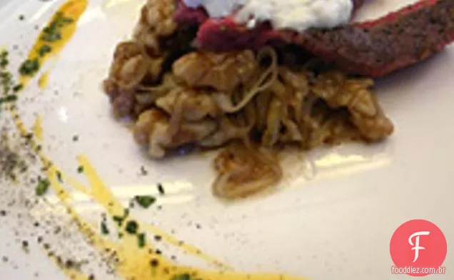 Porterhouse Com Molho De Noz E Alho-Poró