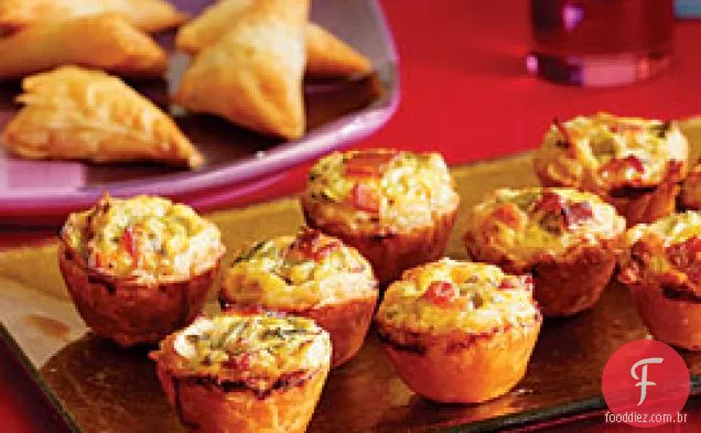 Bacon, Alho-Poró E Cheddar Mini Quiches