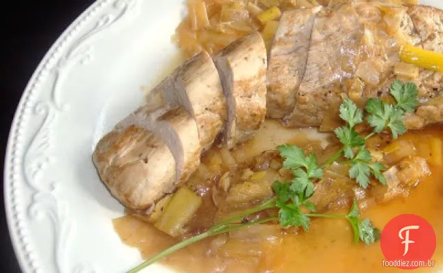 Lombo Di Maiale Coi Porri (lombo de porco assado com alho-poró)