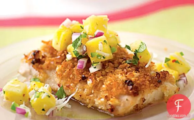 Pimenta rosa Mahimahi com Salsa Tropical