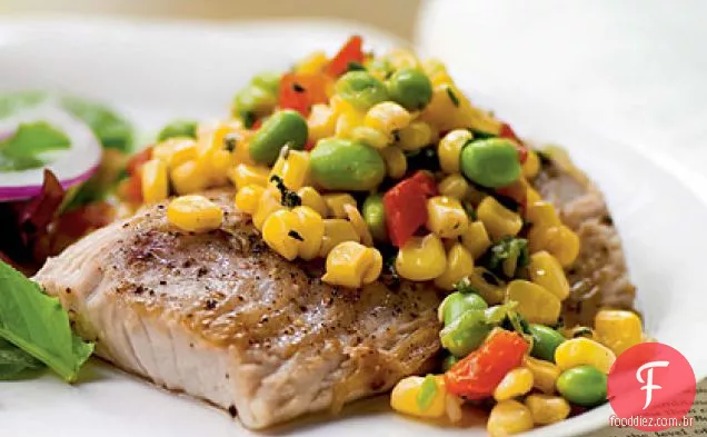 Seared Mahimahi com Edamame Succotash