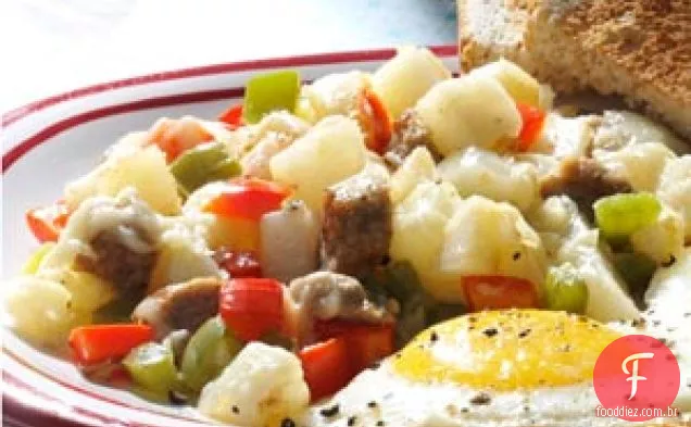 Hash de Salsicha no Café da Manhã