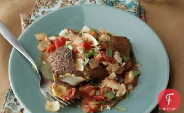 Frigideira de alabote com curry