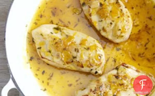 Frango picante com pêssego e balsâmico
