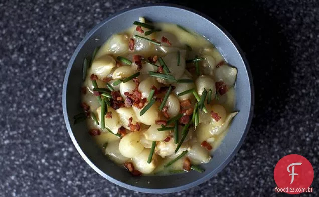 Cebola Cremosa Com Bacon E Cebolinha