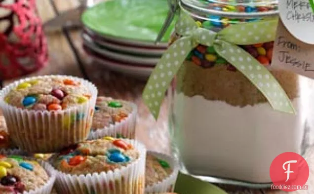 Mistura de muffin com chips de banana
