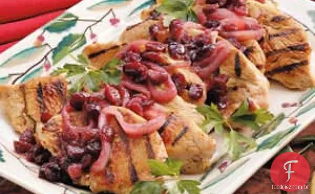 Costeletas de peru com cranberry