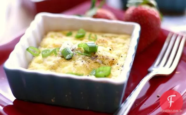 Quiche Crustless Com Queijo De Cabra & Cebolinha