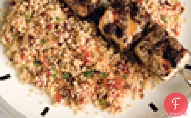 Mahi-Mahi espetos com Tapenade e cuscuz