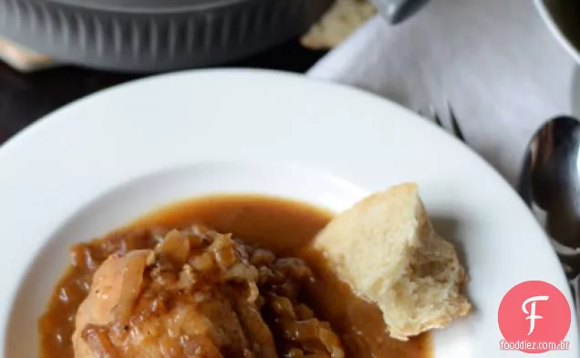 Frango Assado Com Cebola Francesa Com Gruyère