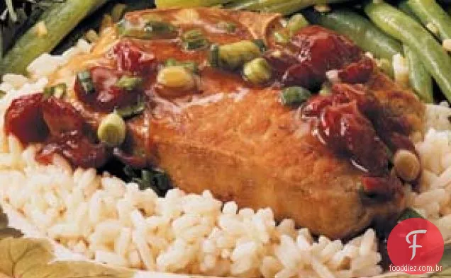 Costeletas de porco rápidas com cranberry