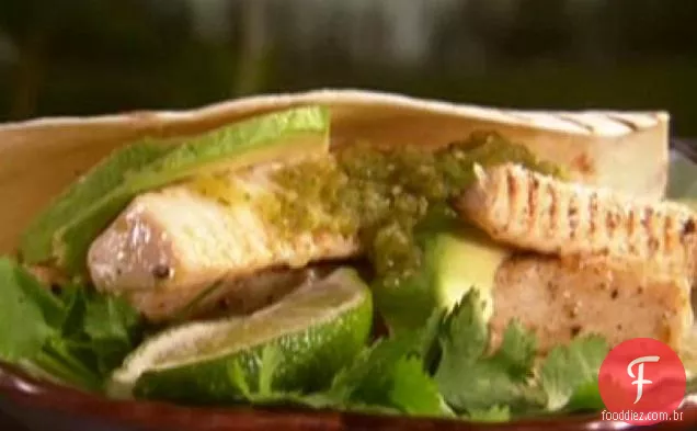 Peixe Fajitas com Salsa verde picante