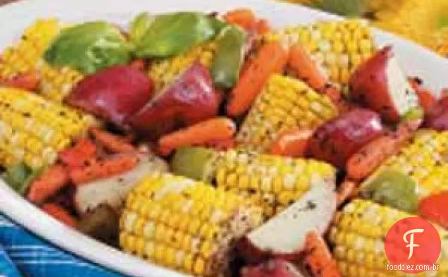 Legumes Grelhados com Cebola e Manjericão