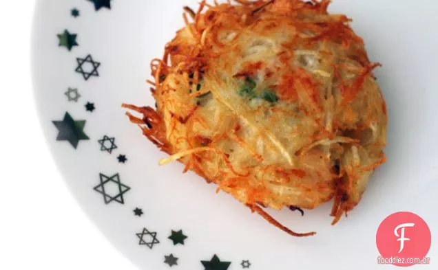 Salmão Defumado E Latkes De Cebola Verde