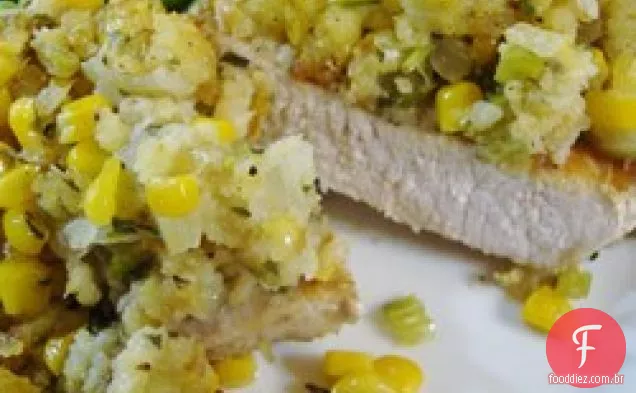 Costeletas de porco recheadas da mamãe